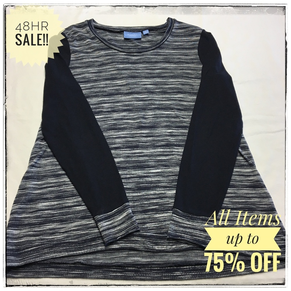 SIMPLY VERA LARGE BLACK GRAY LONG SLEEVE TEE